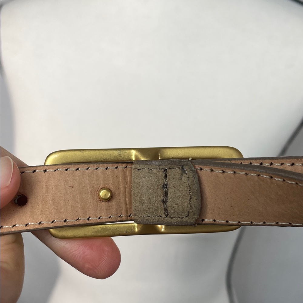 Genuine leather Tan and matte Gold buckle  Women's Belt suede - Picture 10 of 16